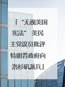 “无视美国宪法” 美民主党议员批评特朗普政府向洛杉矶派兵