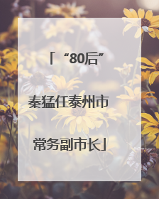 “80后”秦猛任泰州市常务副市长