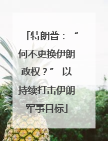 特朗普：“何不更换伊朗政权？” 以持续打击伊朗军事目标