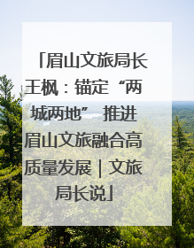 眉山文旅局长王枫：锚定“两城两地” 推进眉山文旅融合高质量发展｜文旅局长说