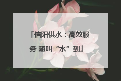 信阳供水：高效服务 随叫“水”到