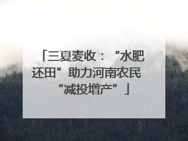 三夏麦收：“水肥还田”助力河南农民“减投增产”