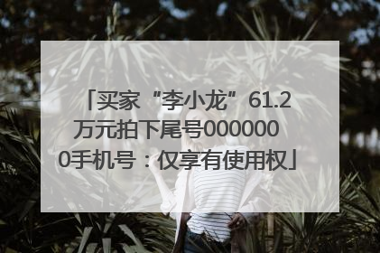 买家“李小龙”61.2万元拍下尾号0000000手机号：仅享有使用权