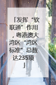 发挥“软联通”作用，粤港澳大湾区“湾区标准”总数达235项