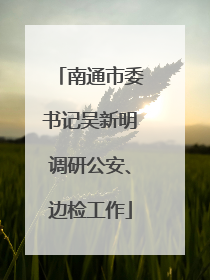 南通市委书记吴新明调研公安、边检工作