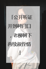 公开听证开到村门口，老柳树下再续叔侄情