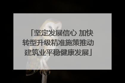 坚定发展信心 加快转型升级精准施策推动建筑业平稳健康发展