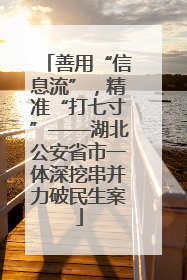 善用“信息流”，精准“打七寸”——湖北公安省市一体深挖串并力破民生案