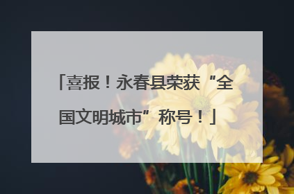 喜报！永春县荣获“全国文明城市”称号！