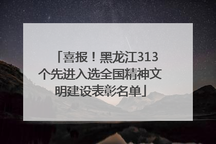 喜报！黑龙江313个先进入选全国精神文明建设表彰名单