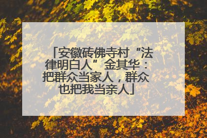 安徽砖佛寺村“法律明白人”金其华：把群众当家人，群众也把我当亲人