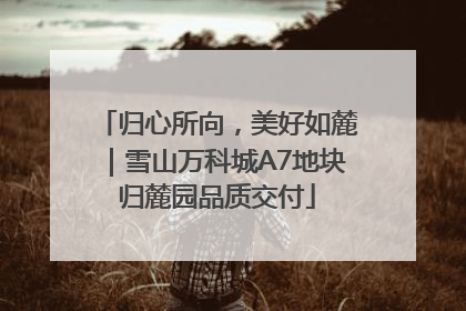 归心所向，美好如麓｜雪山万科城A7地块归麓园品质交付