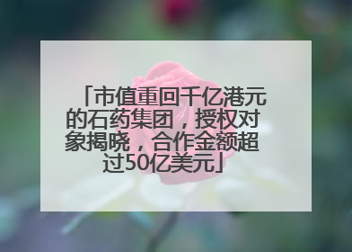 市值重回千亿港元的石药集团，授权对象揭晓，合作金额超过50亿美元
