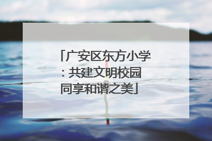 广安区东方小学：共建文明校园 同享和谐之美