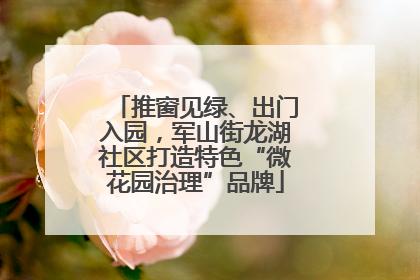 推窗见绿、出门入园，军山街龙湖社区打造特色“微花园治理”品牌
