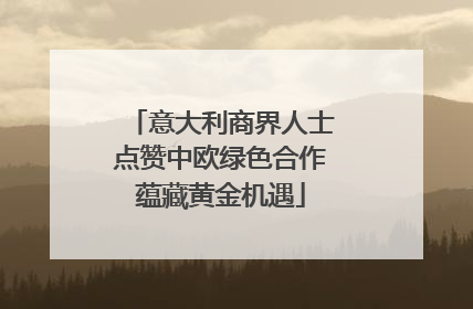 意大利商界人士点赞中欧绿色合作蕴藏黄金机遇
