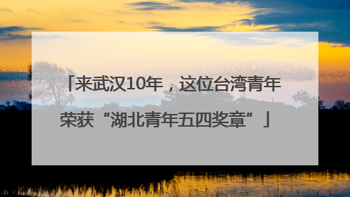来武汉10年，这位台湾青年荣获“湖北青年五四奖章”