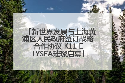 新世界发展与上海黄浦区人民政府签订战略合作协议 K11 ELYSEA璀璨启幕