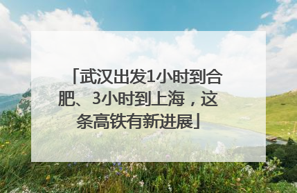 武汉出发1小时到合肥、3小时到上海，这条高铁有新进展