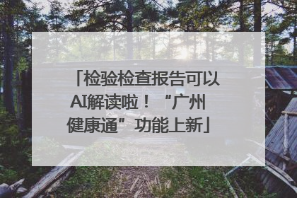 检验检查报告可以AI解读啦！“广州健康通”功能上新