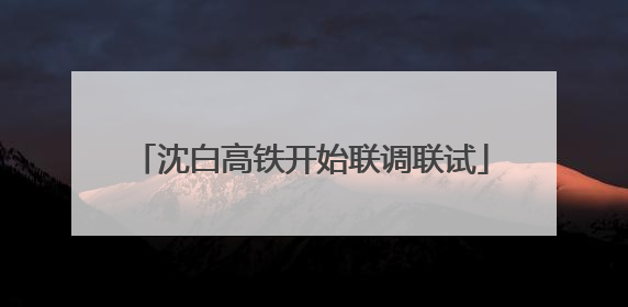 沈白高铁开始联调联试