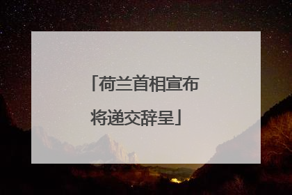 荷兰首相宣布将递交辞呈