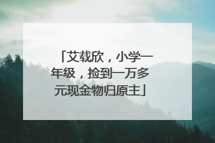 艾载欣，小学一年级，捡到一万多元现金物归原主