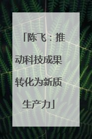 陈飞：推动科技成果转化为新质生产力