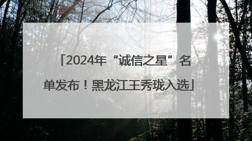 2024年“诚信之星”名单发布！黑龙江王秀珑入选